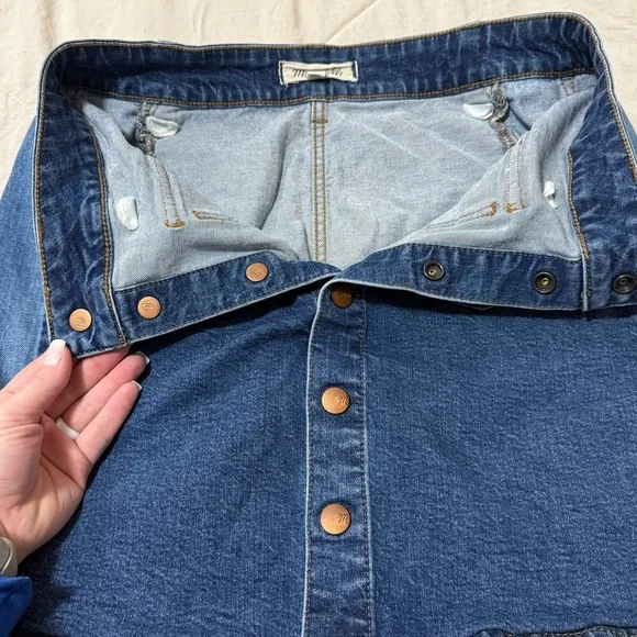 Madewell Stretch Denim Straight Mini Skirt Snap Button Closure Women’s Size 29 - Picture 12 of 13